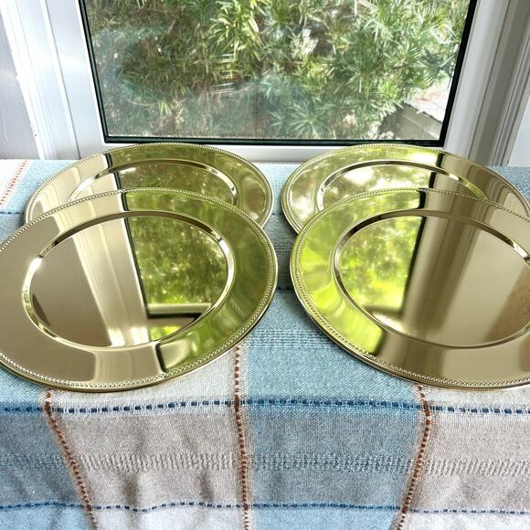 Set of 4 Vintage Royal Silver Brass Charger Plates – 11.5” Decorative Dinner Set - Picture 12 of 16